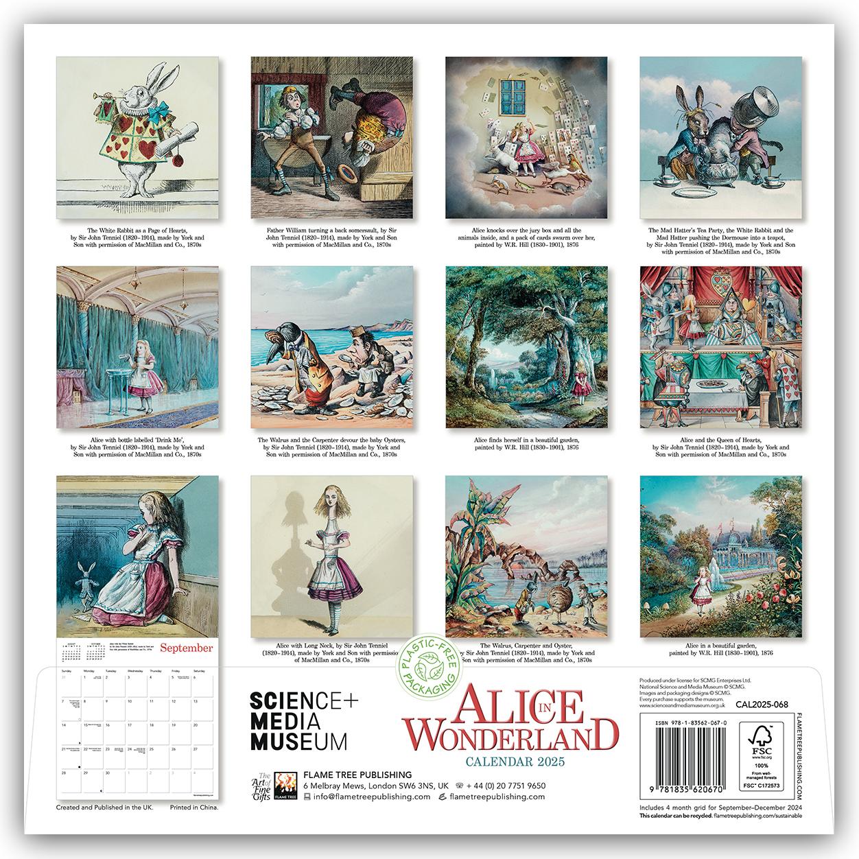 Rückseite: 9781835620670 | Science Museum: Alice in Wonderland Wall Calendar 2025 (Art Calendar)