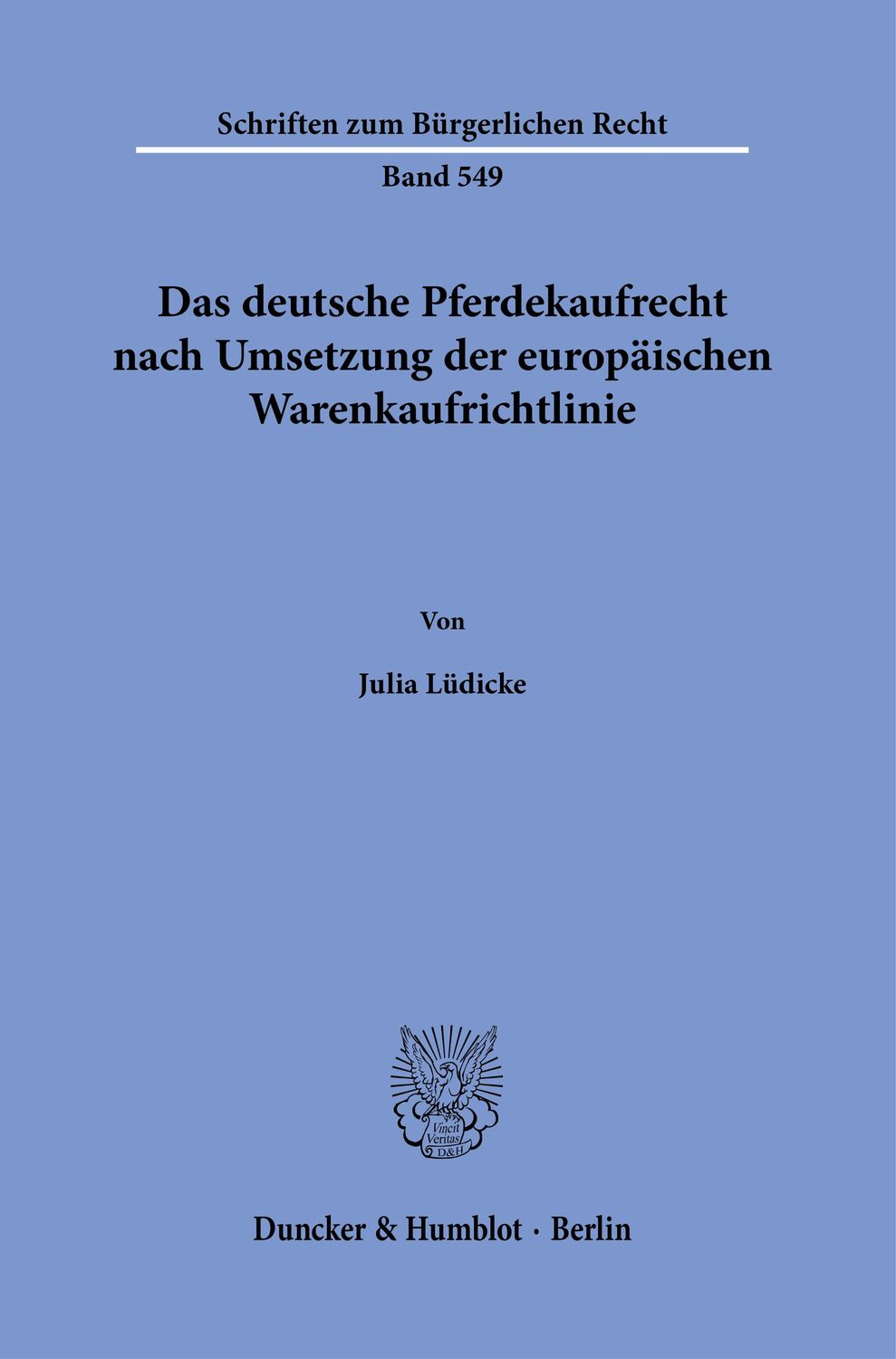 Cover: 9783428187072 | Das deutsche Pferdekaufrecht nach Umsetzung der europäischen...