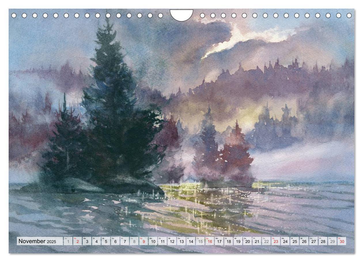 Bild: 9783435496006 | Bäume in Aquarell (Wandkalender 2025 DIN A4 quer), CALVENDO...