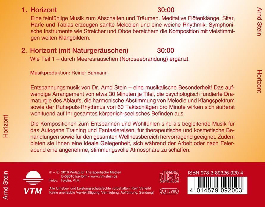 Rückseite: 9783893269204 | Horizont. CD | Sanfte Musik zum Entspannen und Wohlfühlen | Arnd Stein