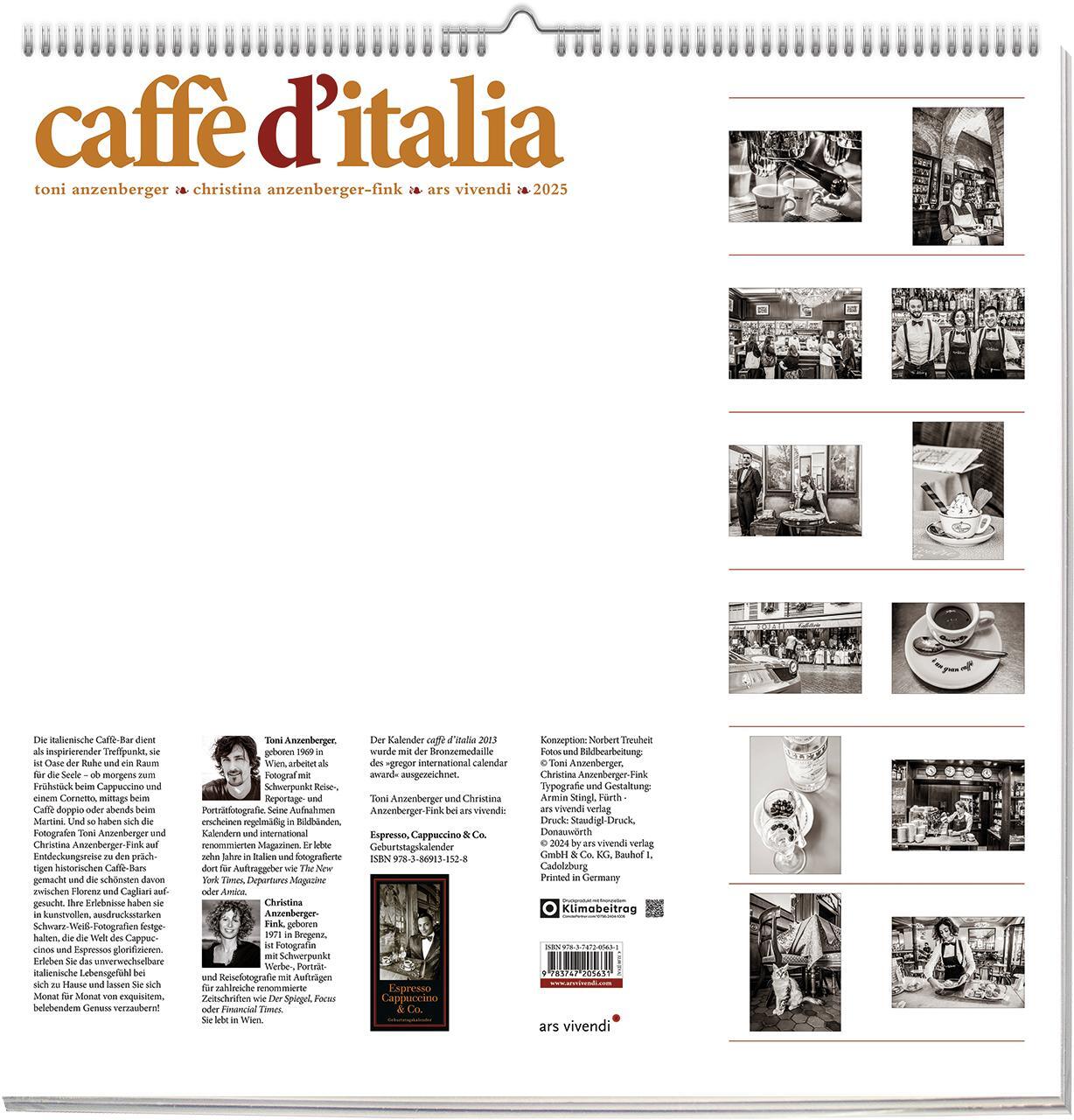 Rückseite: 9783747205631 | Caffè d'Italia 2025 | Wandkalender | Anzenberger-Fink (u. a.) | 12 S.