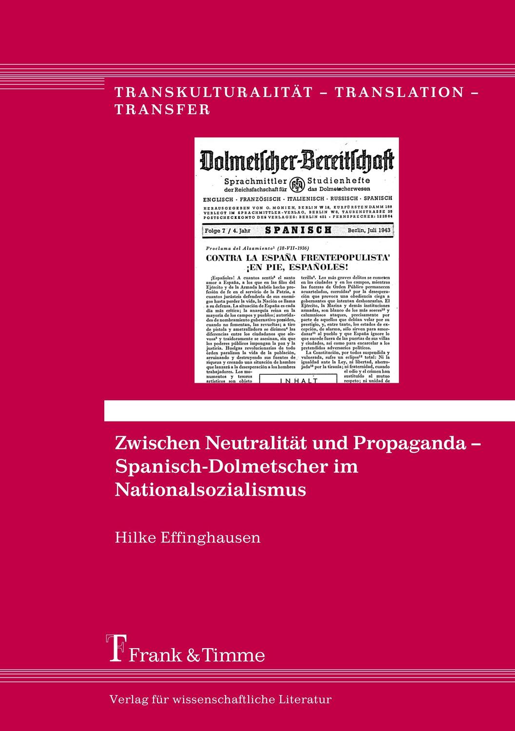 Cover: 9783732903948 | Zwischen Neutralität und Propaganda ¿ Spanisch-Dolmetscher im...