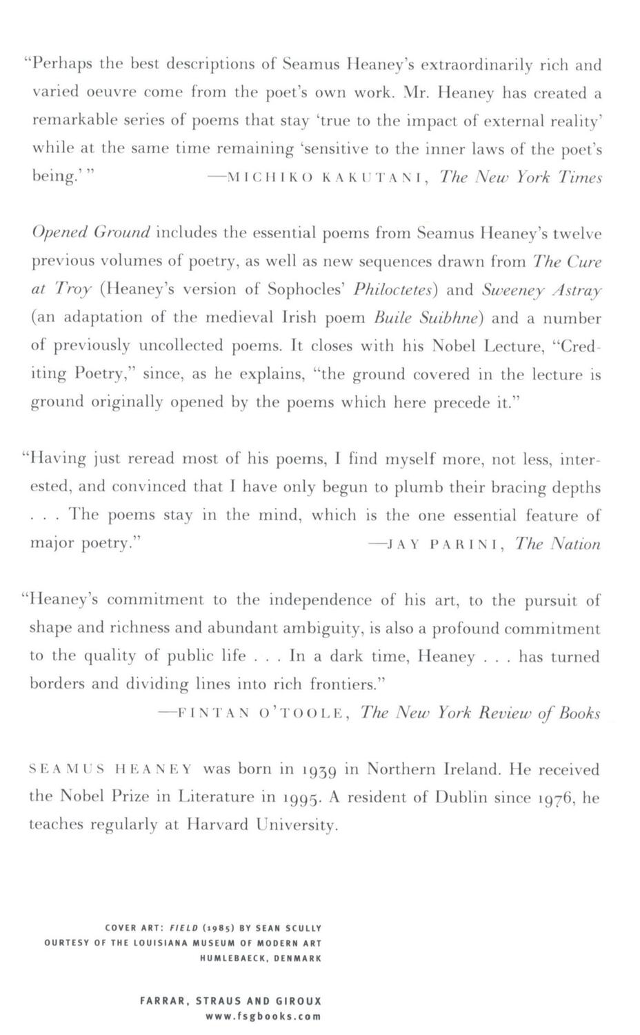 Rückseite: 9780374526788 | Opened Ground | Selected Poems, 1966-1996 | Seamus Heaney | Buch