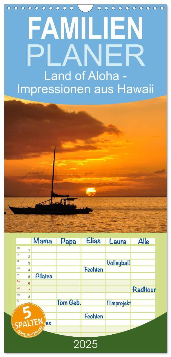 Cover: 9783457111031 | Familienplaner 2025 - Hawaii - Land of Aloha mit 5 Spalten...