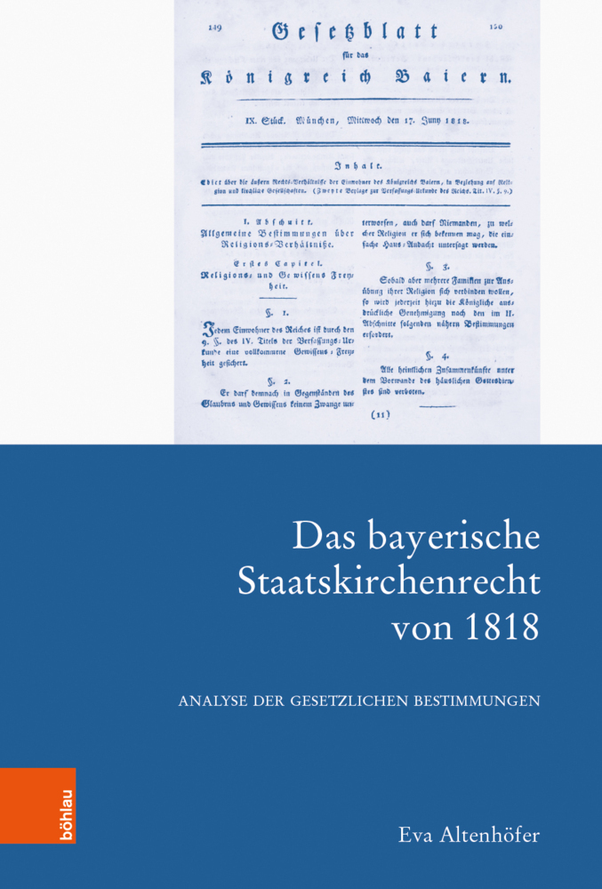 Cover: 9783412521950 | Das bayerische Staatskirchenrecht von 1818 | Eva Altenhöfer | Buch