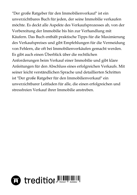 Bild: 9783347849662 | Der große Ratgeber für den Immobilienverkauf | auf was ist zu achten