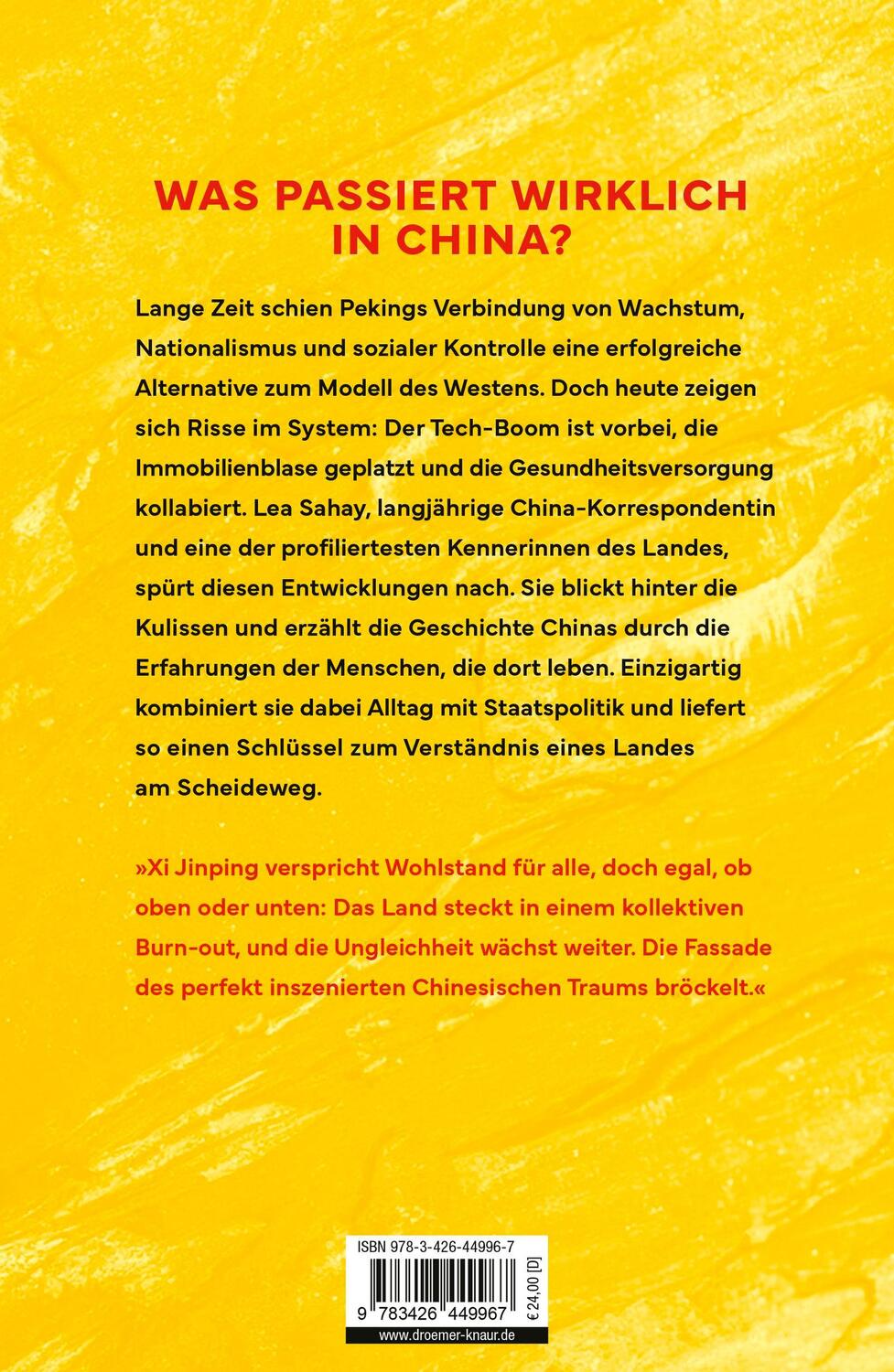 Rückseite: 9783426449967 | Das Ende des Chinesischen Traums | Lea Sahay | Buch | 288 S. | Deutsch