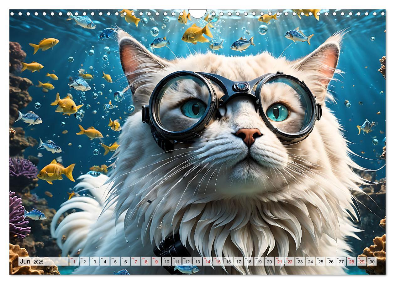 Bild: 9783383842542 | Katzen unter Wasser (Wandkalender 2025 DIN A3 quer), CALVENDO...