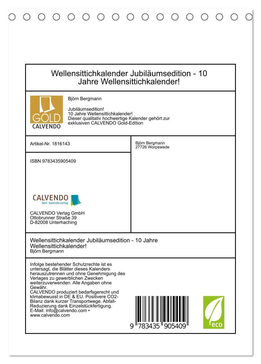 Bild: 9783435905409 | Wellensittichkalender Jubiläumsedition - 10 Jahre...