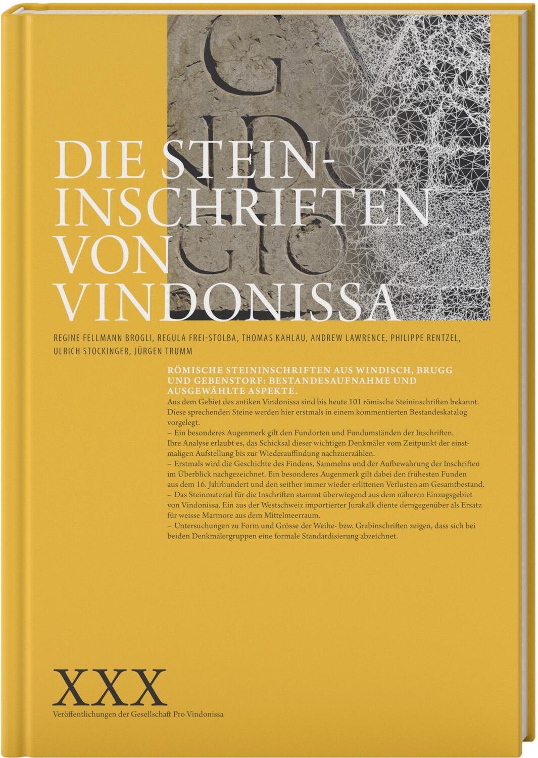 Cover: 9783906897998 | Die Steininschriften von Vindonissa | Regine Fellmann Brogli (u. a.)