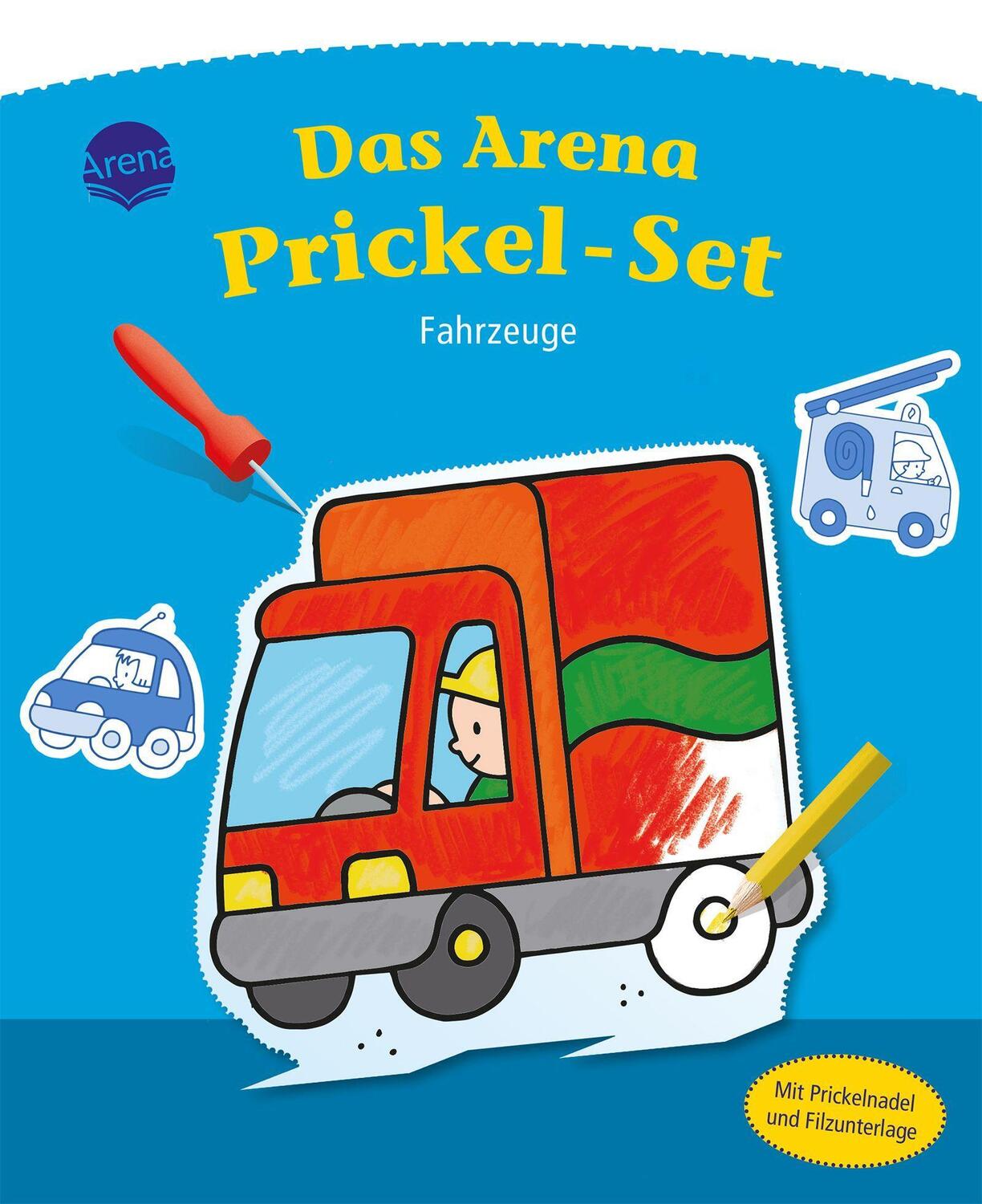 Cover: 9783401717388 | Das Arena Prickel-Set. Fahrzeuge | Anita Engelen | Taschenbuch | 2023