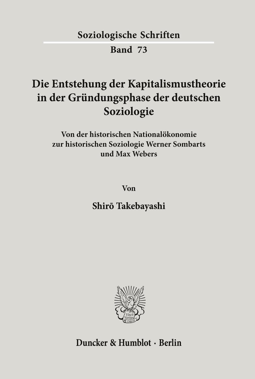 Cover: 9783428106387 | Die Entstehung der Kapitalismustheorie in der Gründungsphase der...