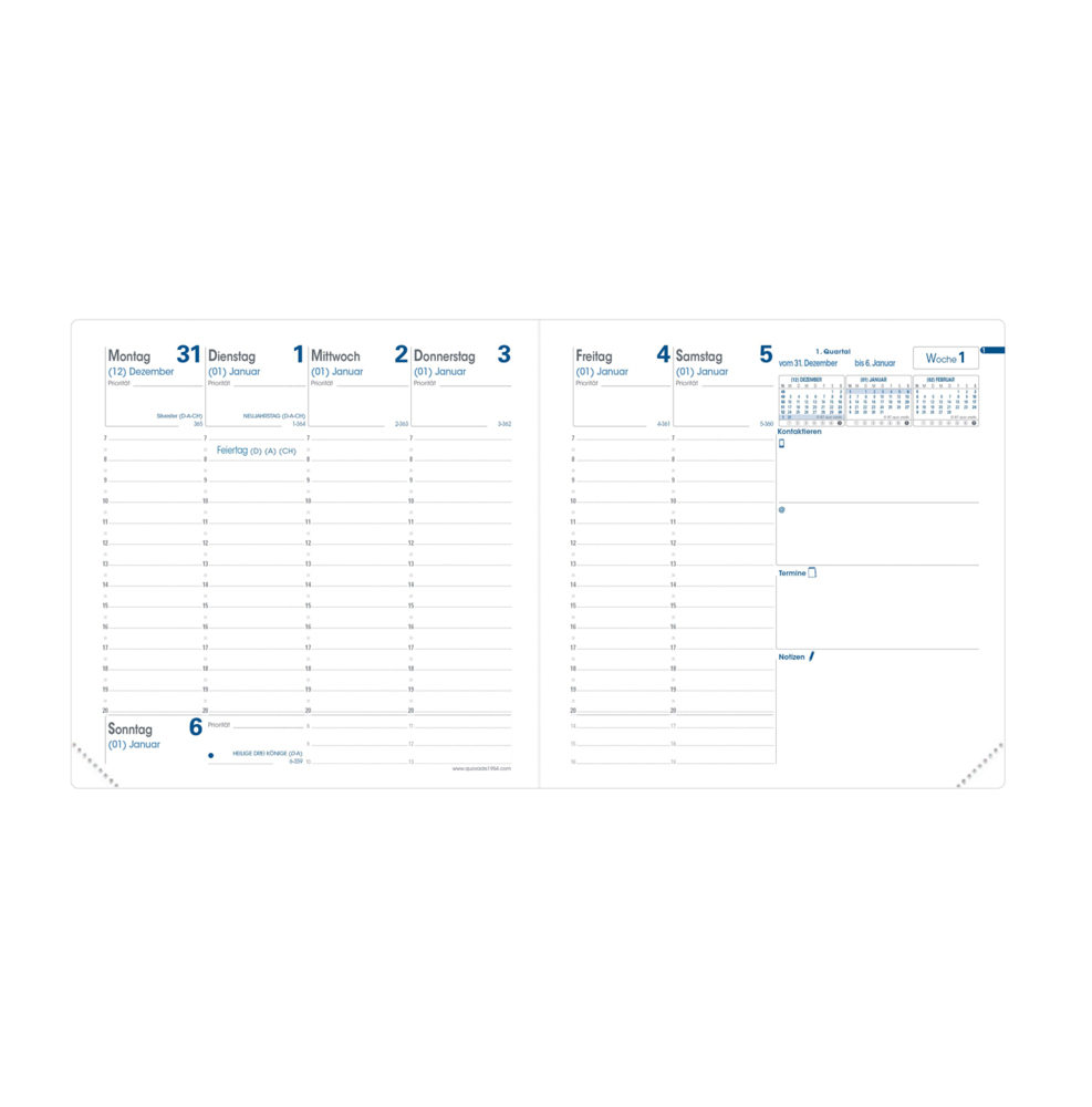 Bild: 3371010488957 | Executif Vz Soho bleu acier | Terminkalender Tischformat | Kalender