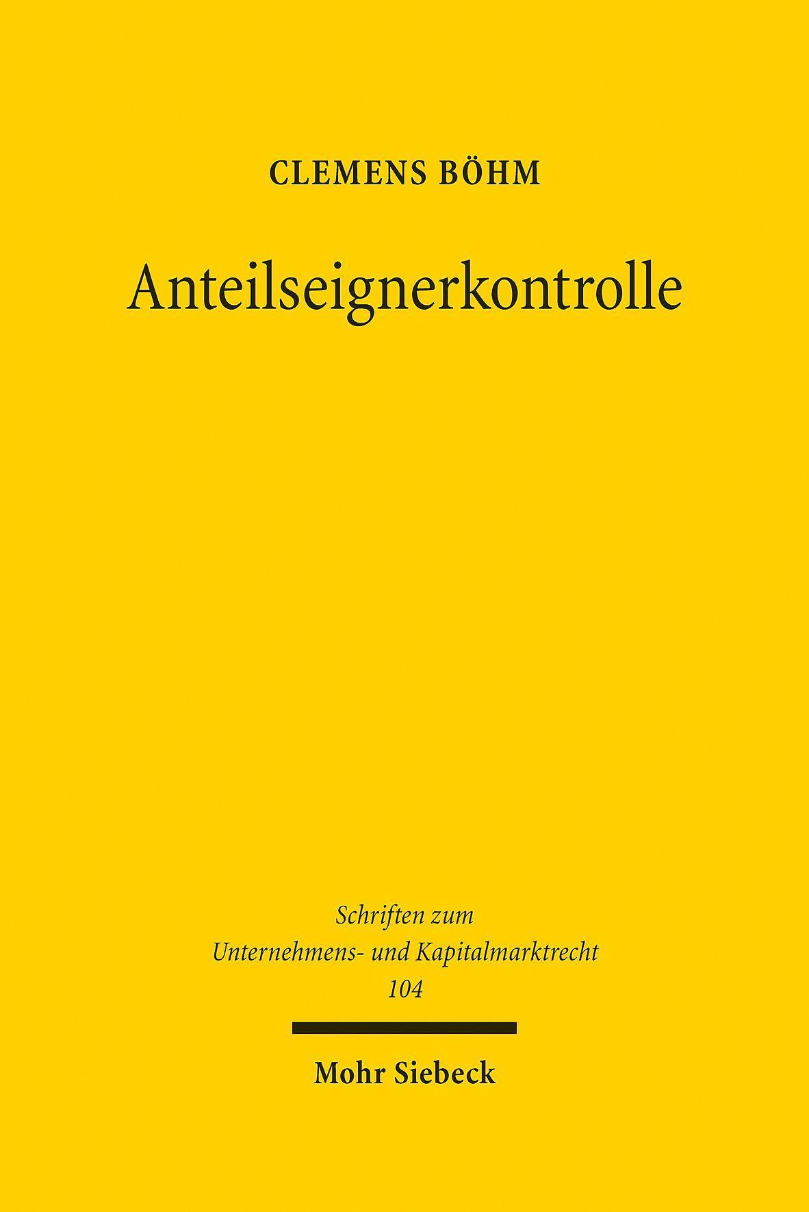 Cover: 9783161614361 | Anteilseignerkontrolle | Clemens Böhm | Buch | XXIV | Deutsch | 2022