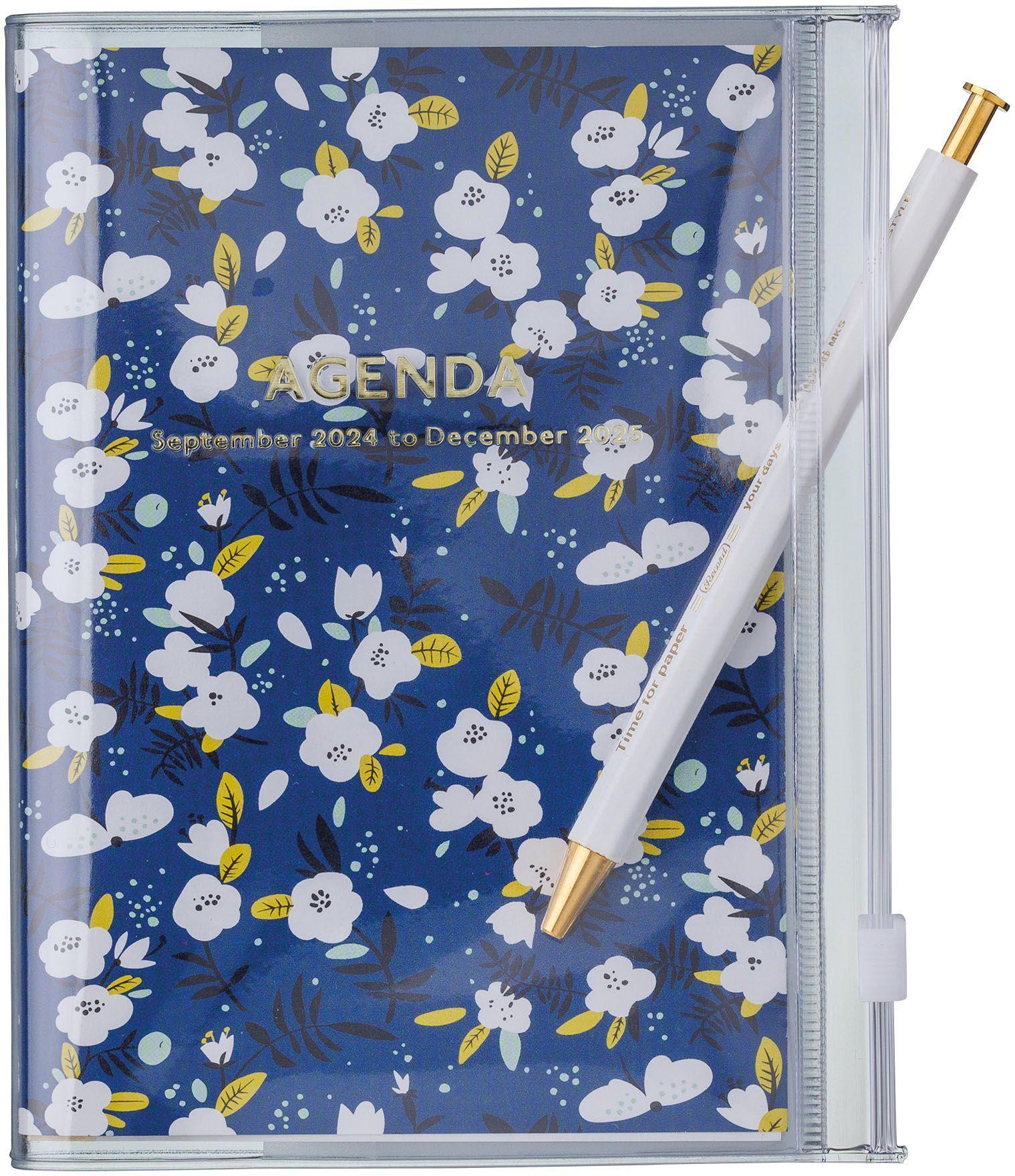 Bild: 4550045127591 | MARK'S 2024/2025 Taschenkalender A6 vertikal, Flower Pattern // Navy