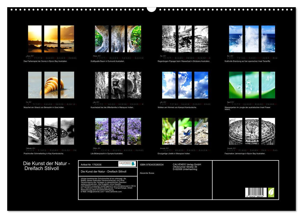 Bild: 9783435380534 | Die Kunst der Natur - Dreifach Stilvoll (Wandkalender 2025 DIN A2...