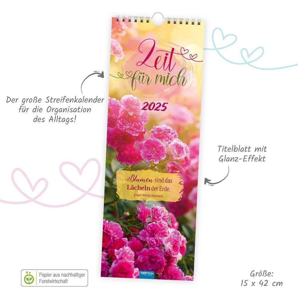 Bild: 9783988022424 | Trötsch Maxi-Streifenkalender Zeit für mich 2025 | Wandkalender | 2025