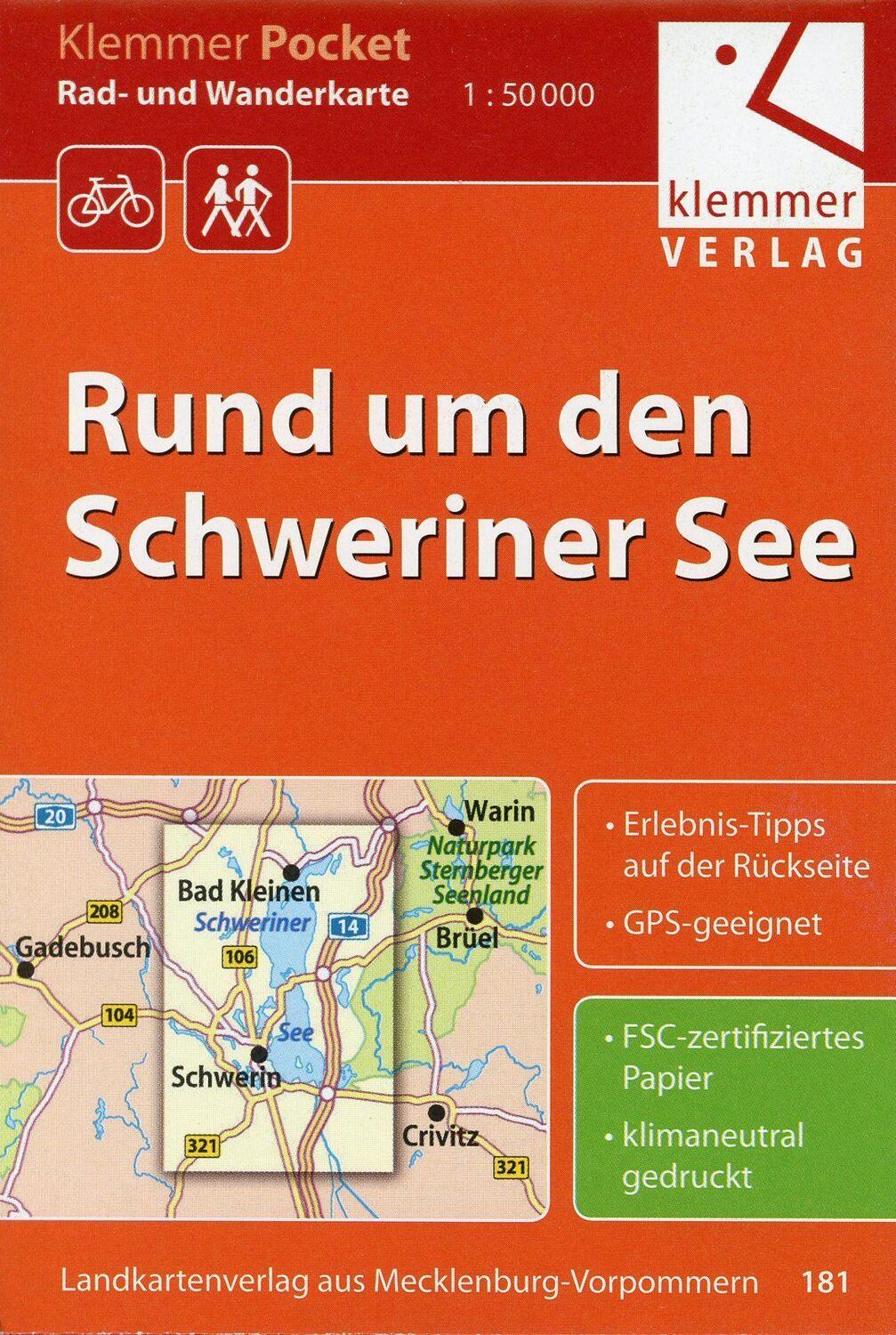 Cover: 9783940175465 | Rund um den Schweriner See 1 : 50 000 | Klaus Klemmer | (Land-)Karte