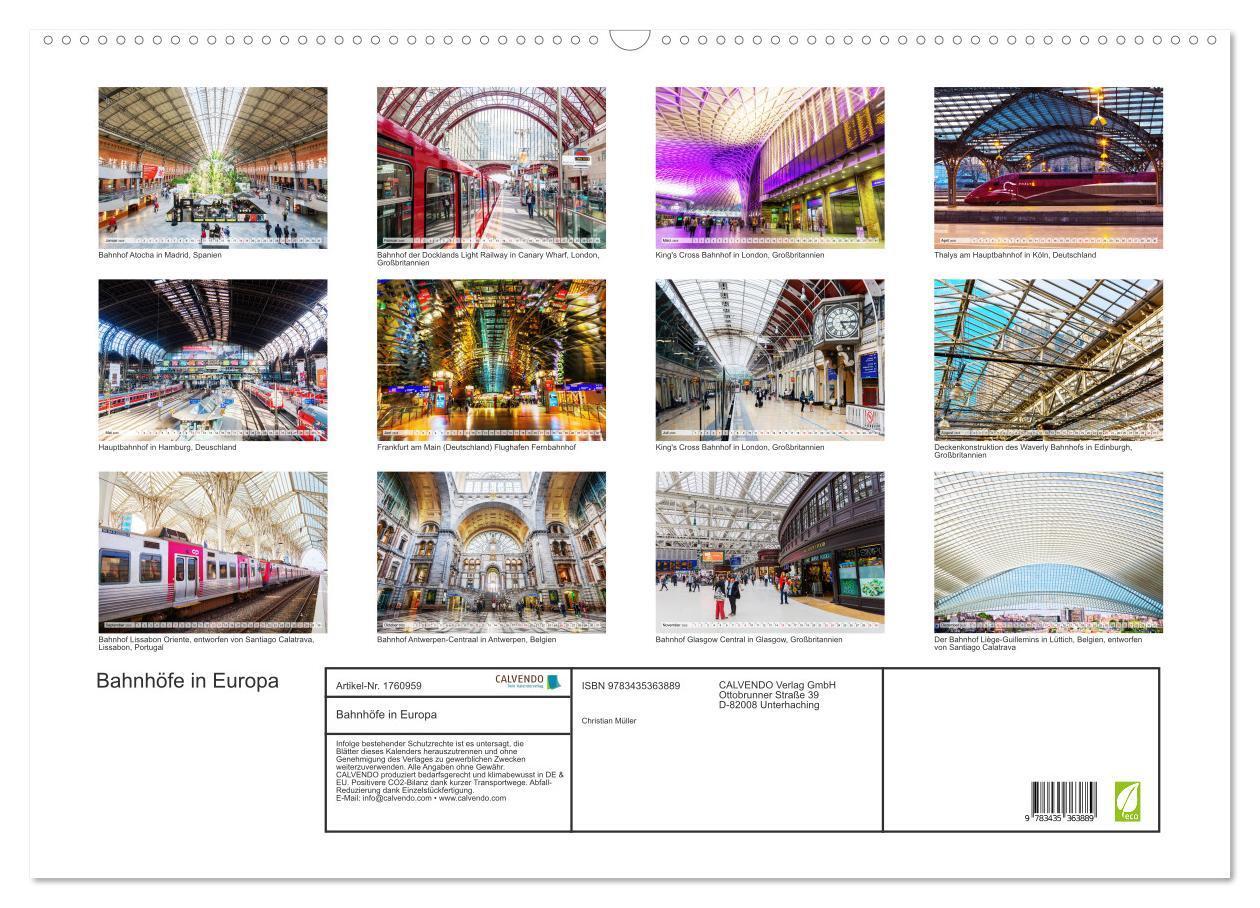 Bild: 9783435363889 | Bahnhöfe in Europa (Wandkalender 2025 DIN A2 quer), CALVENDO...