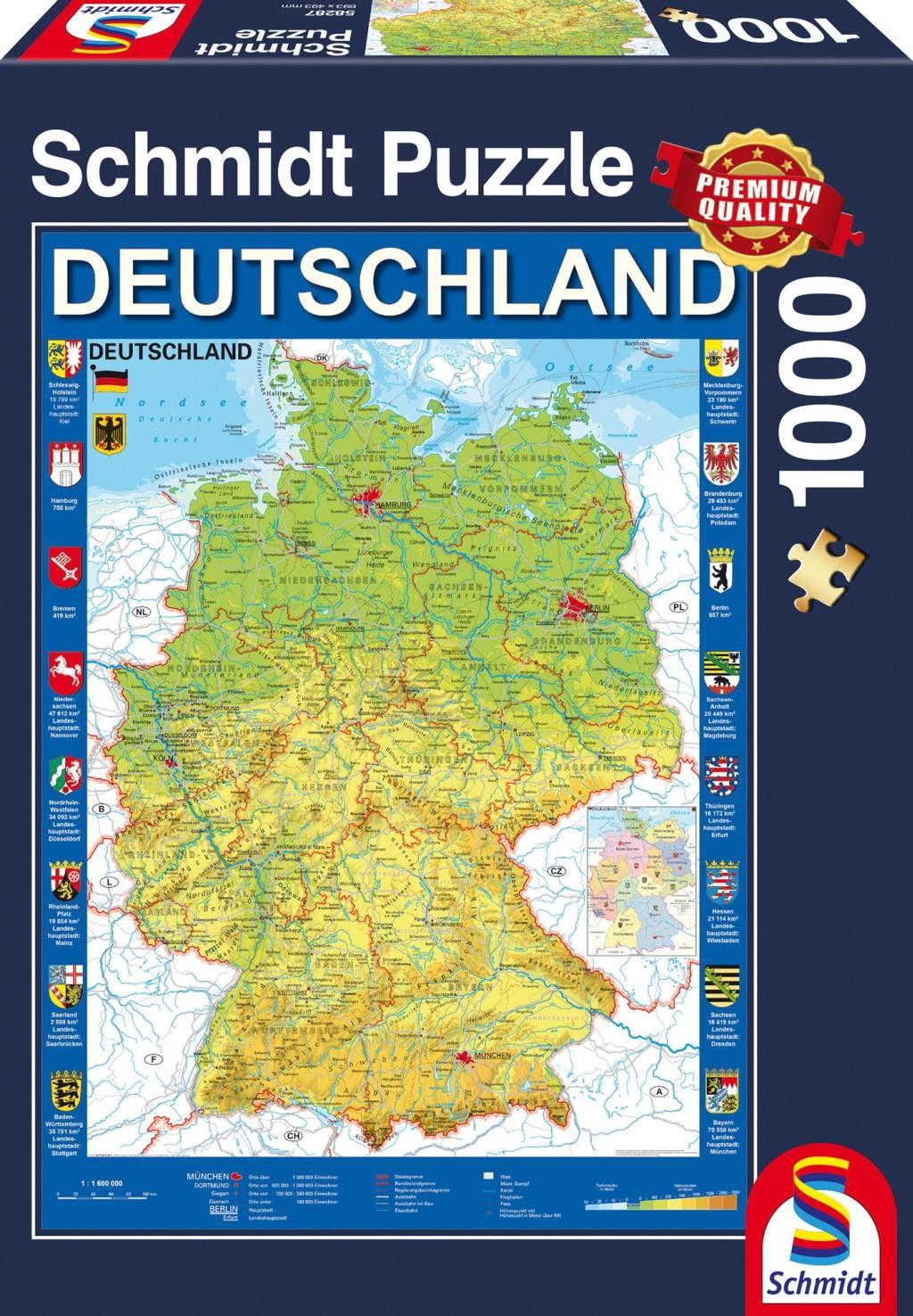 Cover: 4001504582876 | Deutschlandkarte, 1.000 Teile Puzzle | Spiel | 58287 | Deutsch | 2017