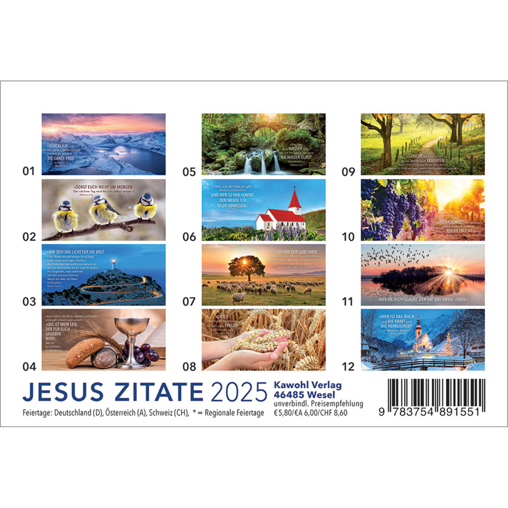 Bild: 9783754891551 | Jesus Zitate 2025 | Wegweisende Worte und brillante Bilder | Kalender