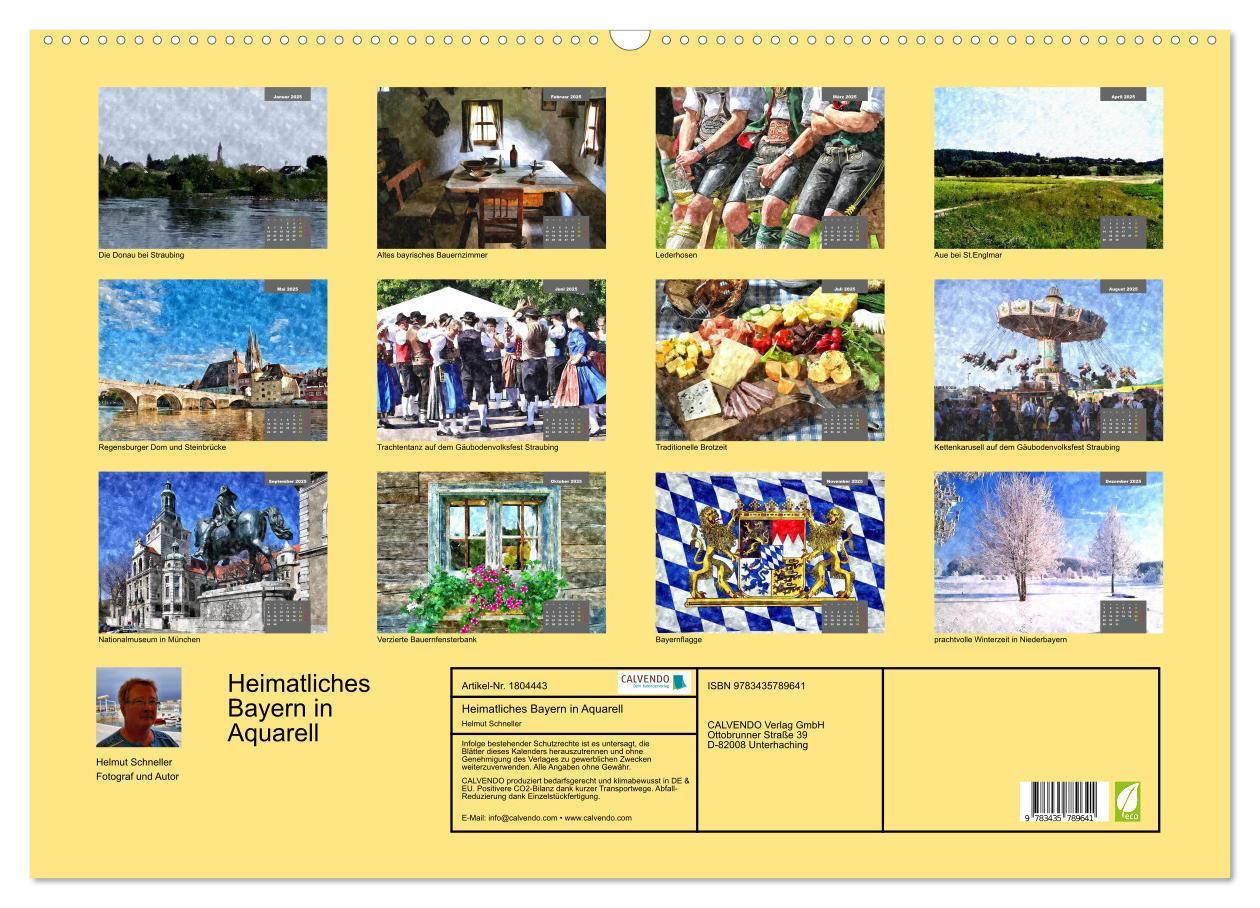 Bild: 9783435789641 | Heimatliches Bayern in Aquarell (Wandkalender 2025 DIN A2 quer),...