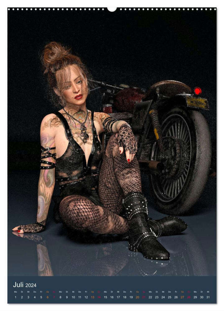 Bild: 9783675641419 | Tattooed Girls and Bikes (hochwertiger Premium Wandkalender 2024...