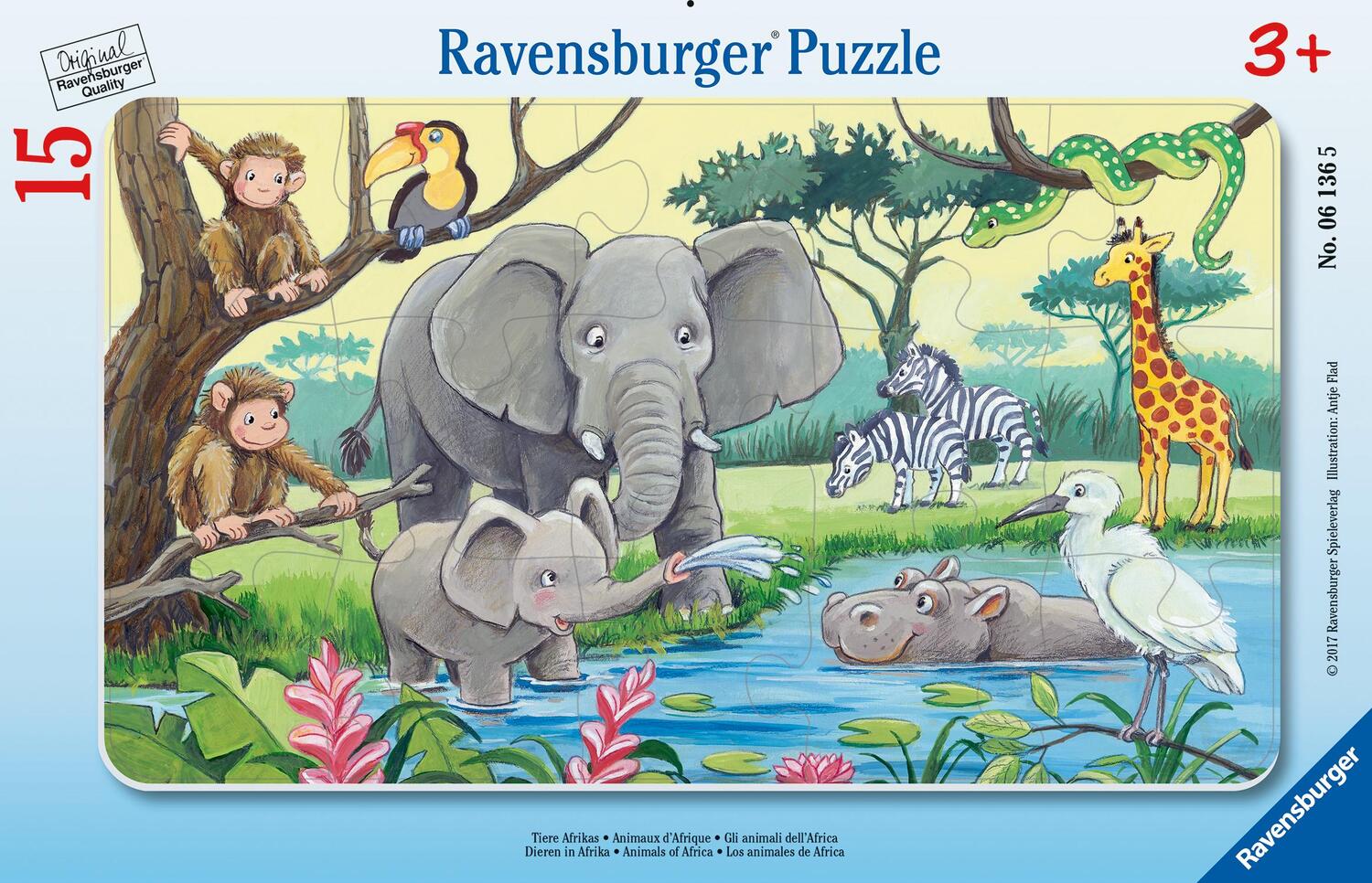 Bild: 4005556061365 | Tiere Afrikas. Puzzle 15 Teile | Spiel | Deutsch | 2017 | Ravensburger