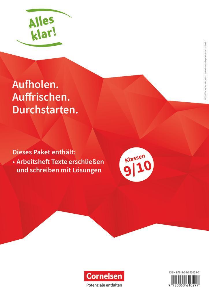 Cover: 9783060610297 | Alles klar! Deutsch. Sekundarstufe I 9./10. Schuljahr. Texte...