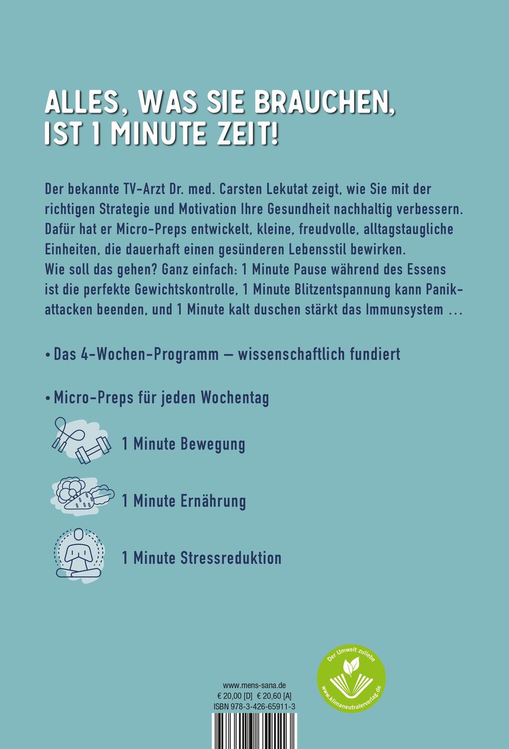Rückseite: 9783426659113 | Die 1-Minuten-Strategie | Carsten Lekutat | Taschenbuch | 192 S.