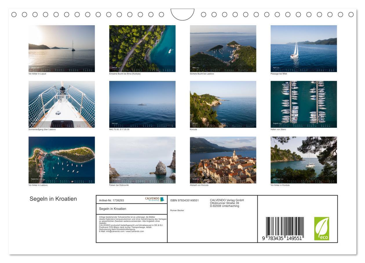 Bild: 9783435149551 | Segeln in Kroatien (Wandkalender 2025 DIN A4 quer), CALVENDO...