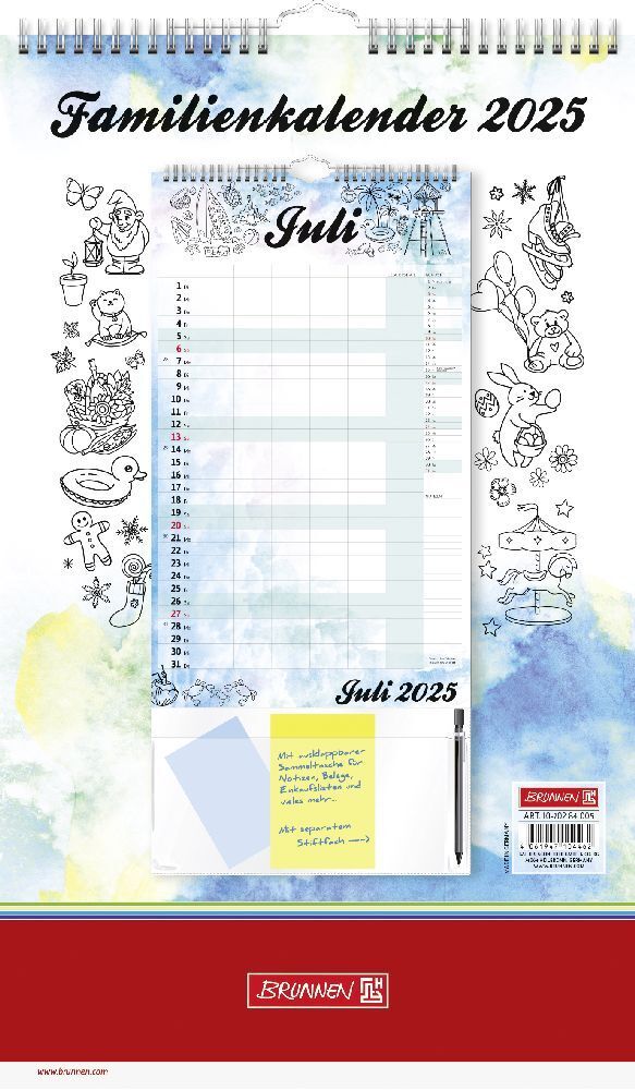 Cover: 4061947126273 | Familienkalender (2025) Aquarell | 1 Seite = 1 Monat, 12 Blatt | 2025