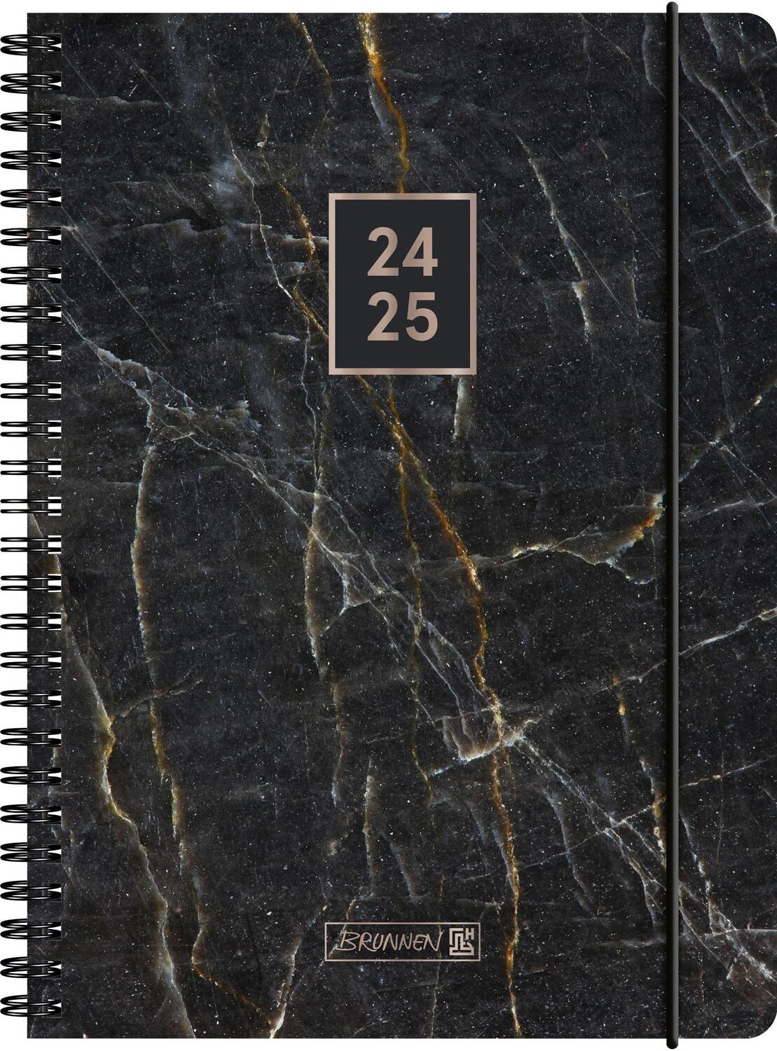Cover: 4061947119046 | Schülerkalender 2024/2025 "Black Marble", 2 Seiten = 1 Woche, A5,...