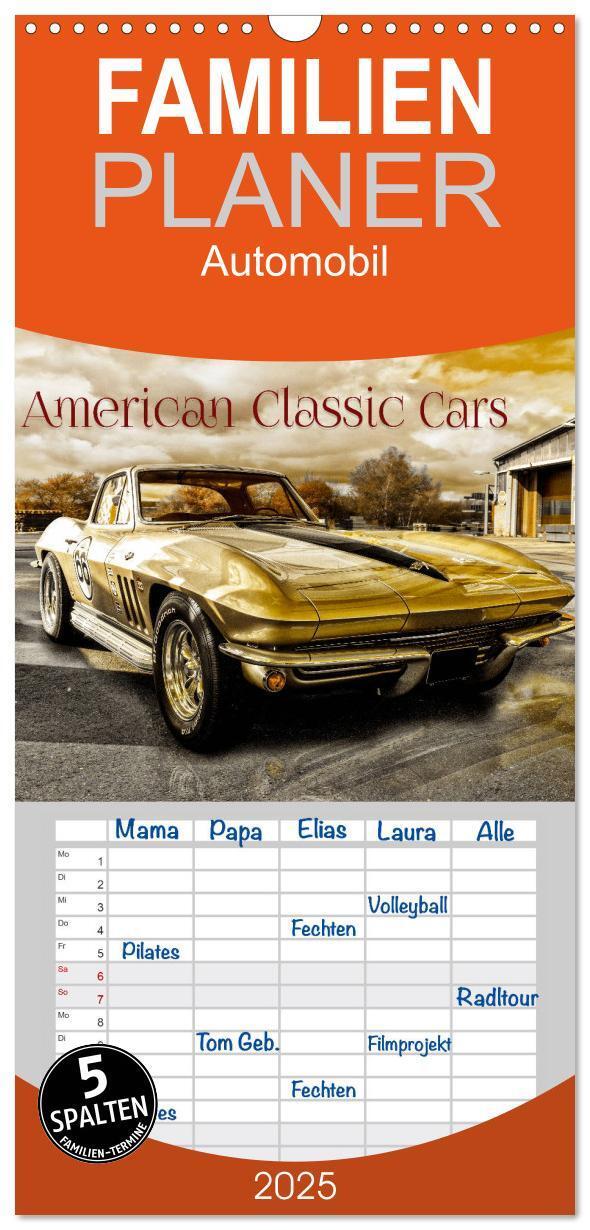 Cover: 9783457118030 | Familienplaner 2025 - American Classic Cars mit 5 Spalten...