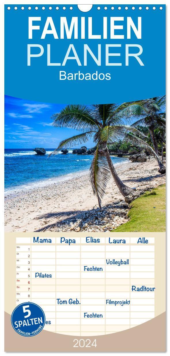 Cover: 9783675831230 | Familienplaner 2024 - Barbados mit 5 Spalten (Wandkalender, 21 x 45...