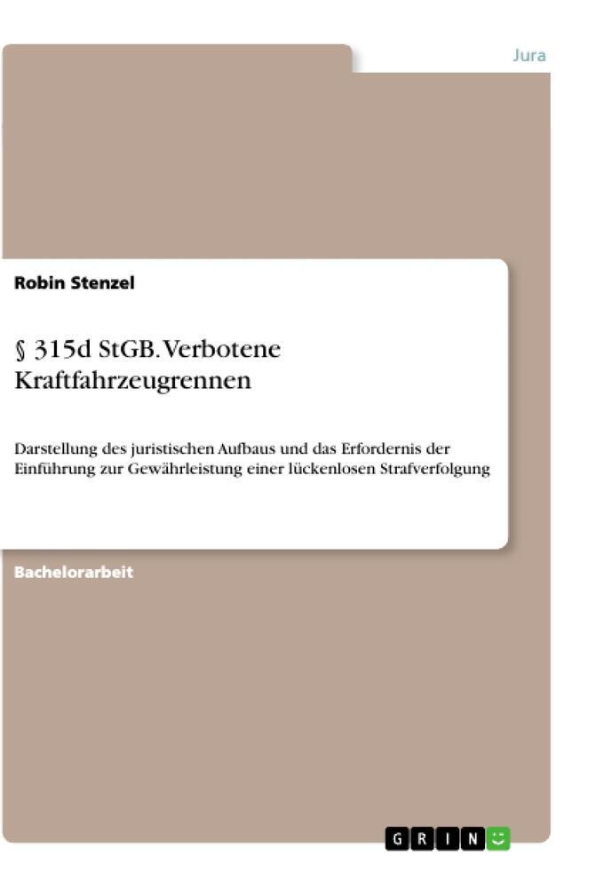 Cover: 9783346246417 | § 315d StGB. Verbotene Kraftfahrzeugrennen | Robin Stenzel | Buch