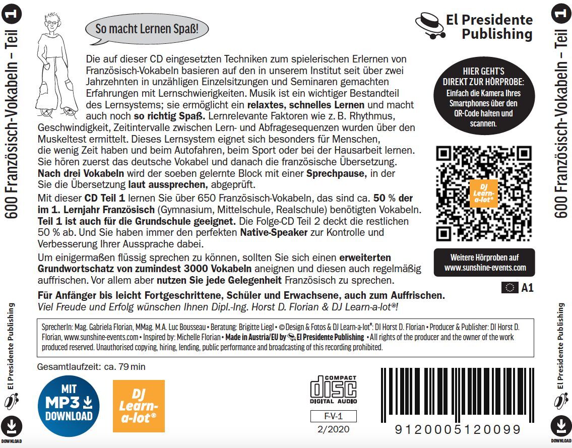 Bild: 9120005120099 | 600 Französisch-Vokabeln spielerisch erlernt. Grundwortschatz 1. CD