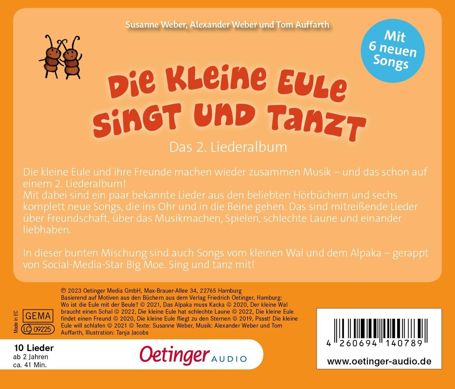 Rückseite: 4260694140789 | Die kleine Eule singt und tanzt | Susanne Weber | Audio-CD | Deutsch