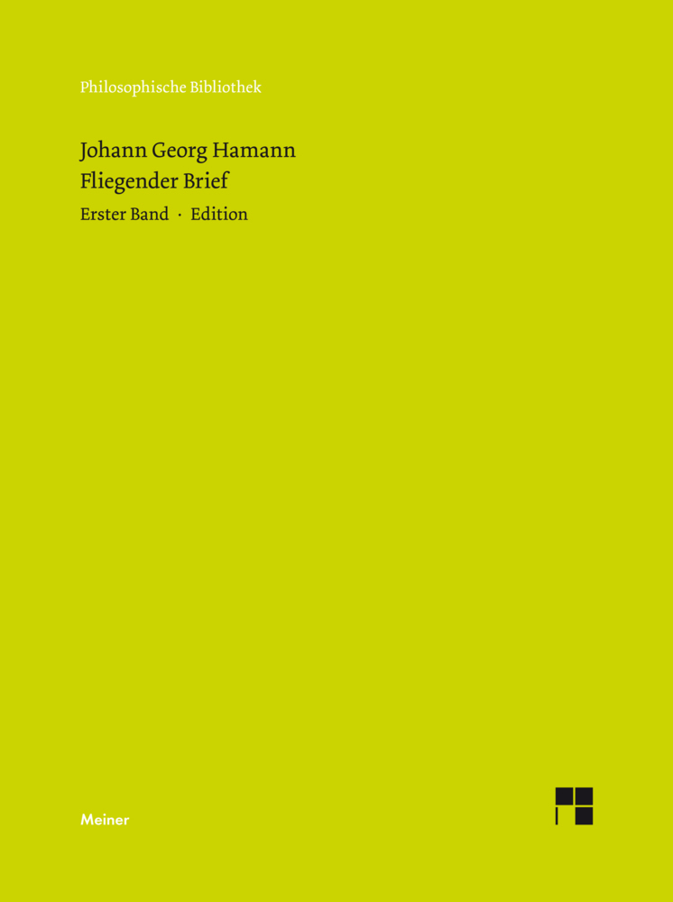 Cover: 9783787334230 | Fliegender Brief | Johann Georg Hamann | Buch | Deutsch | 2018