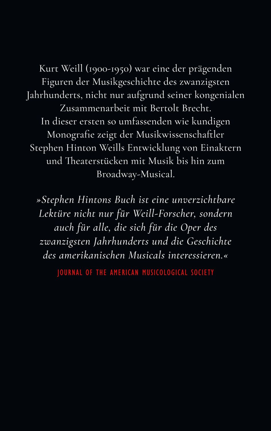 Rückseite: 9783633543250 | Kurt Weills Musiktheater | Stephen Hinton | Buch | 830 S. | Deutsch