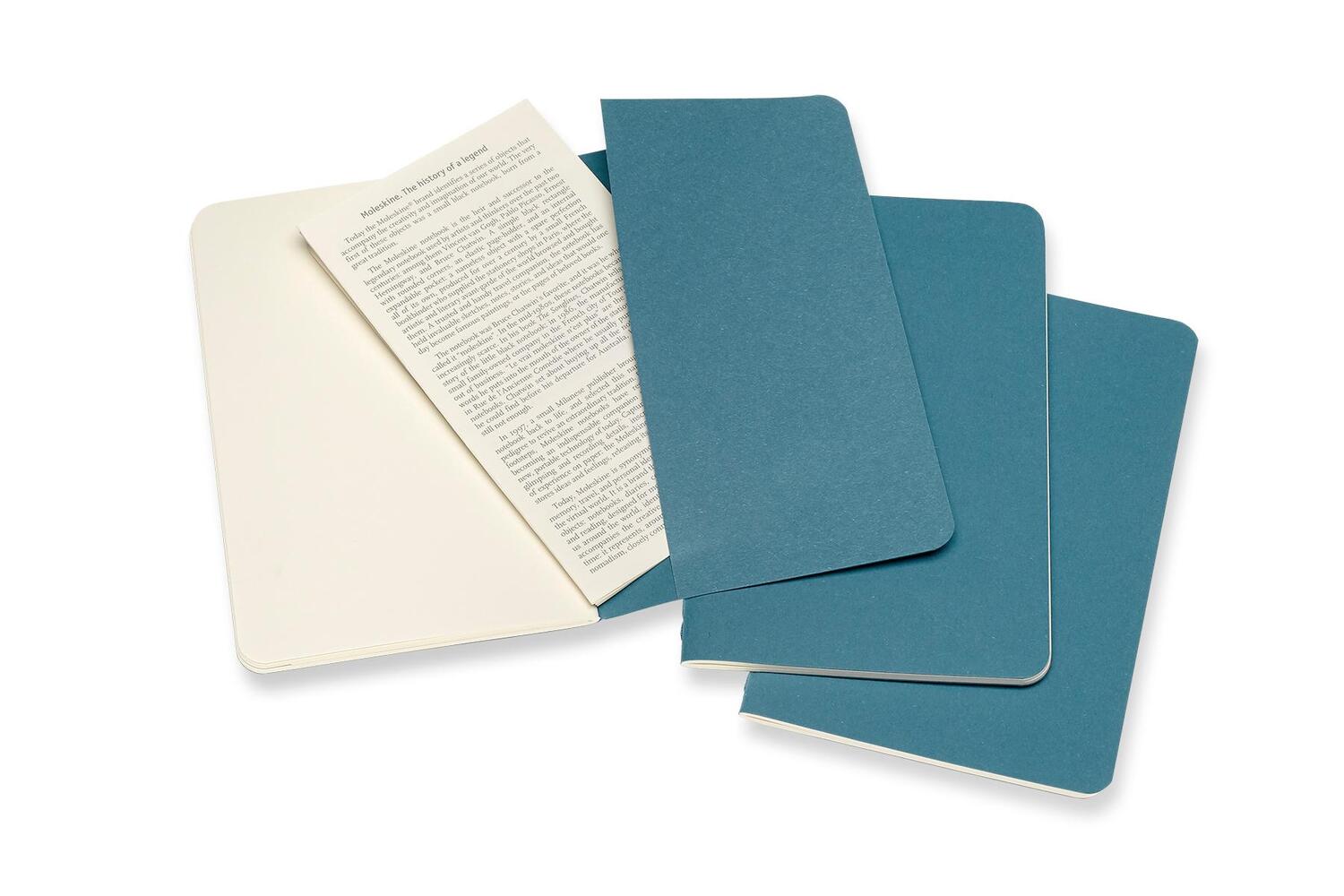 Bild: 8058647629612 | Moleskine Cahier Pocket/A6, 3er Set, Blanko, Lebhaftes Blau | 64 S.