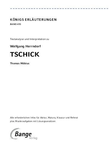 Bild: 9783804420786 | Tschick - Textanalyse und Interpretation | Wolfgang Herrndorf | Buch