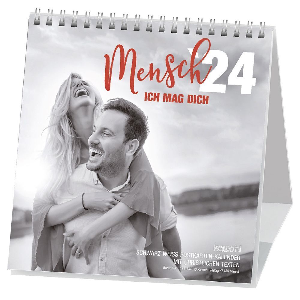 Cover: 9783754874042 | Mensch, ich mag dich 2024 | Schwarz-Weiss-Postkarten-Kalender | 13 S.