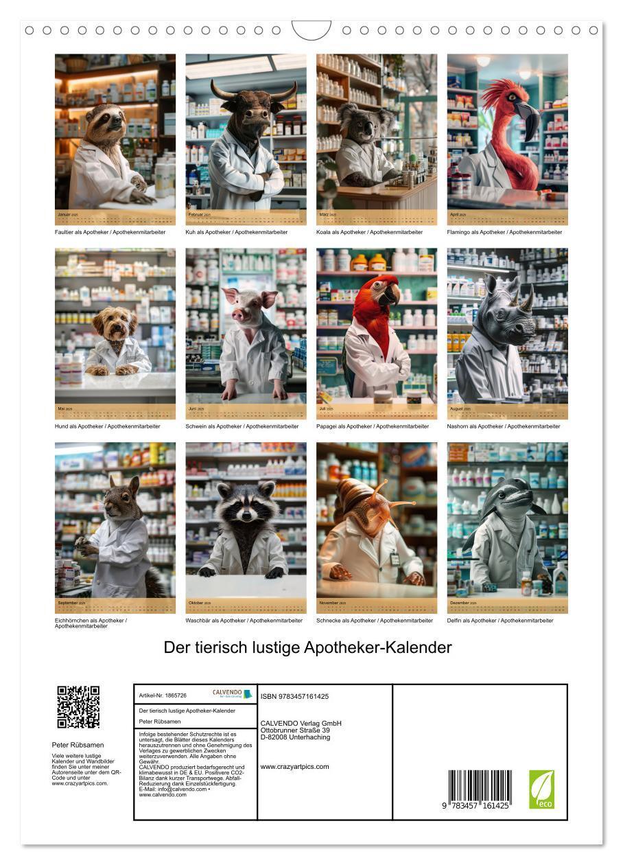 Bild: 9783457161425 | Der tierisch lustige Apotheker-Kalender (Wandkalender 2025 DIN A3...