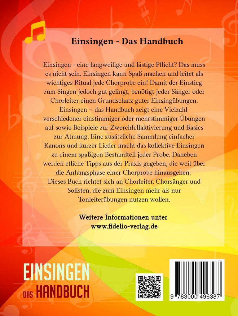 Rückseite: 9783000496387 | Einsingen - Das Handbuch | 150 Warmups für Chor und Solisten | Lorse