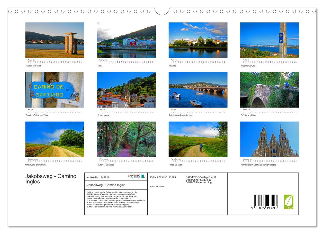 Bild: 9783435193295 | Jakobsweg - Camino Ingles (Wandkalender 2025 DIN A3 quer), CALVENDO...