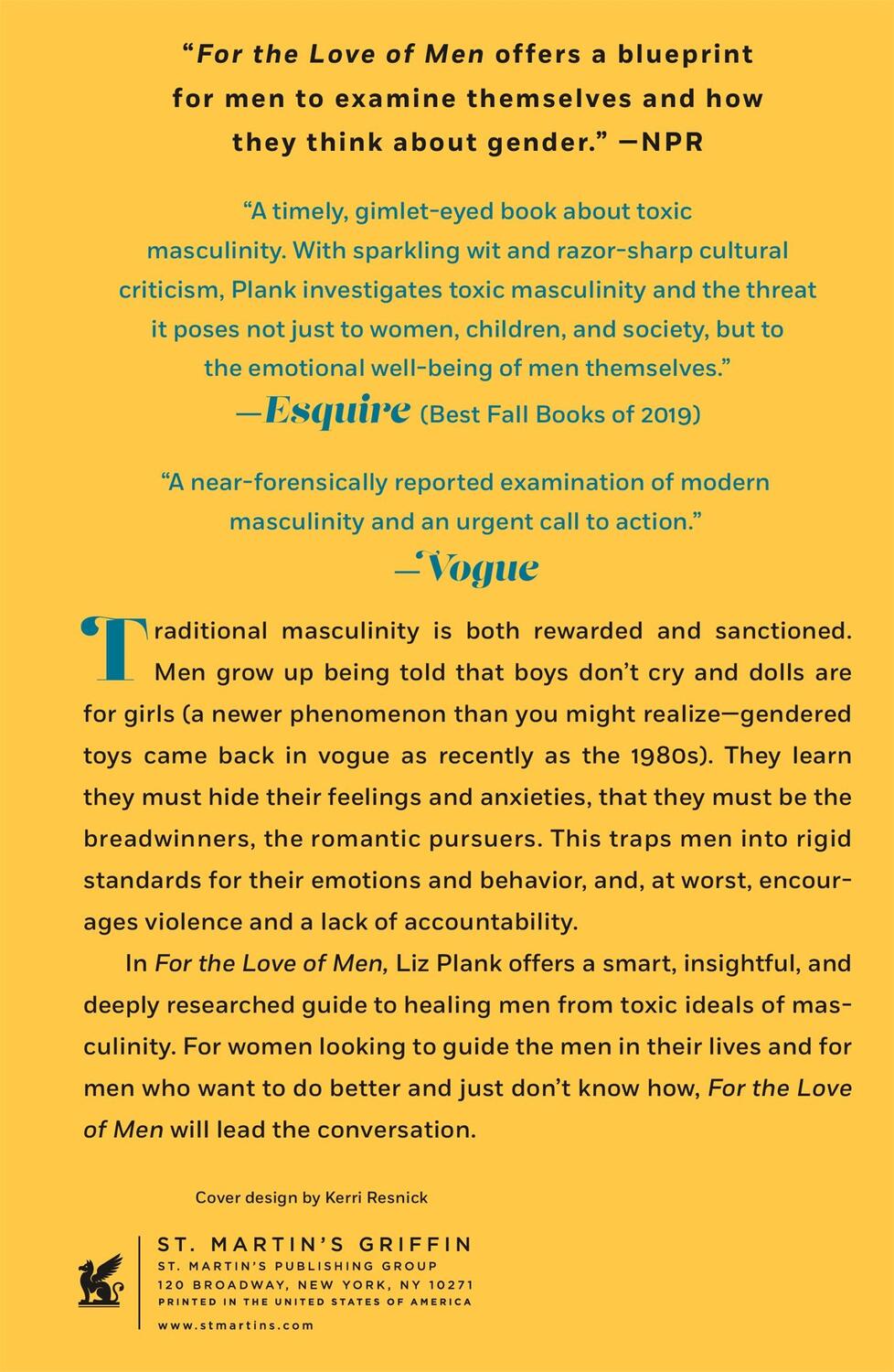 Rückseite: 9781250757203 | For the Love of Men | From Toxic to a More Mindful Masculinity | Plank