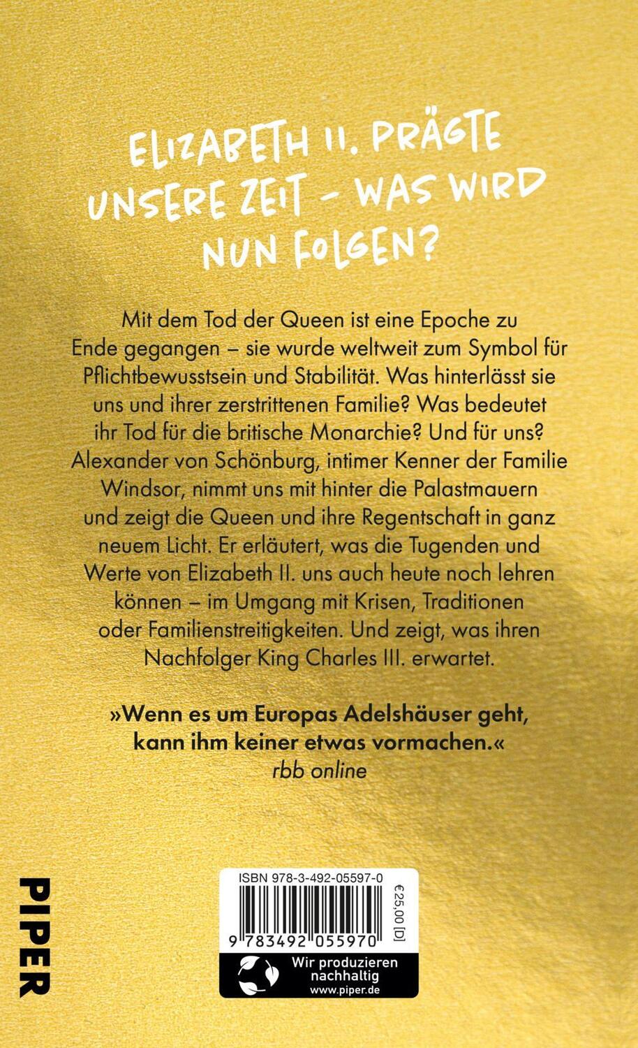Rückseite: 9783492055970 | Was bleibt, was wird - die Queen und ihr Erbe | Schönburg | Buch