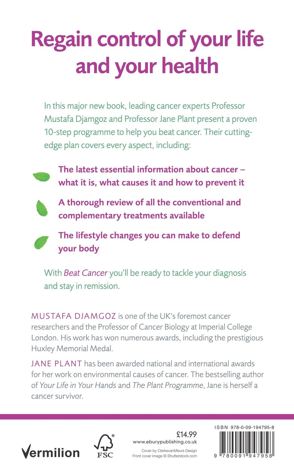 Rückseite: 9780091947958 | Beat Cancer | The 10-Step Plan to Help You Overcome and Prevent Cancer