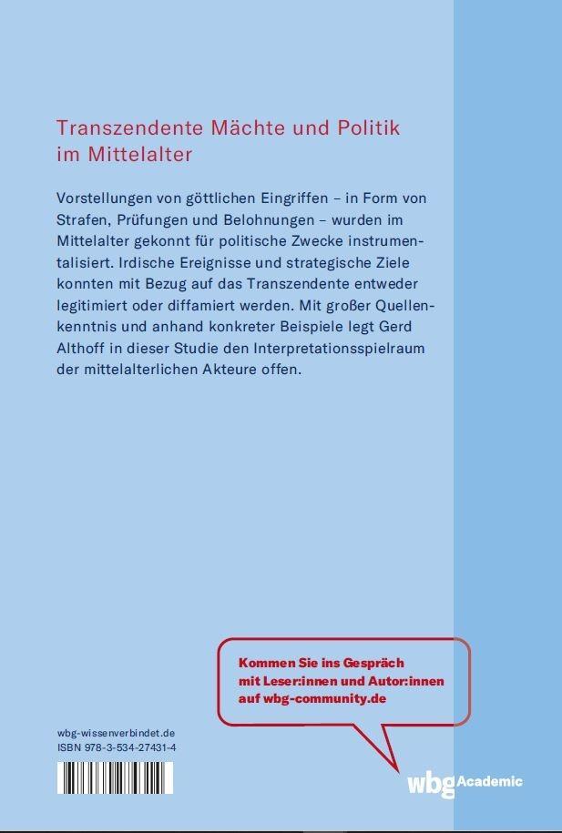 Rückseite: 9783534274314 | Gott belohnt, Gott straft | Gerd Althoff | Buch | 312 S. | Deutsch